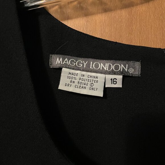 Maggy London Black Short Sleeve Long Dress with row of buttons - Picture 5 of 10